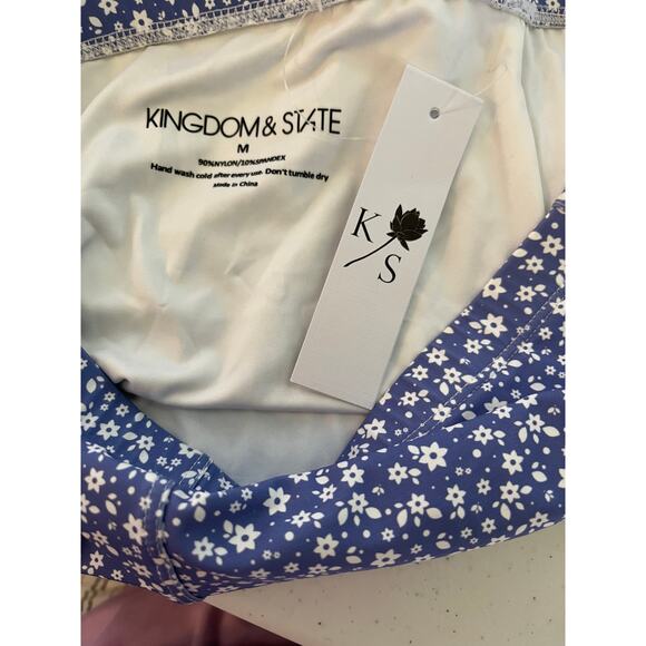 Bikini Bottom High Waisted with Mini Star Floral Print in Blue and White Size M - Picture 7 of 7